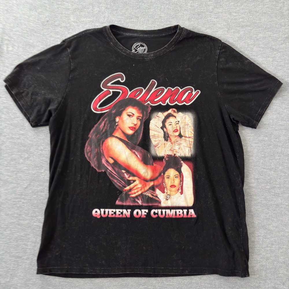 Official Selena Queen of Cumbia US Tour Graphic T-Shirt Black Mineral Wash 1X